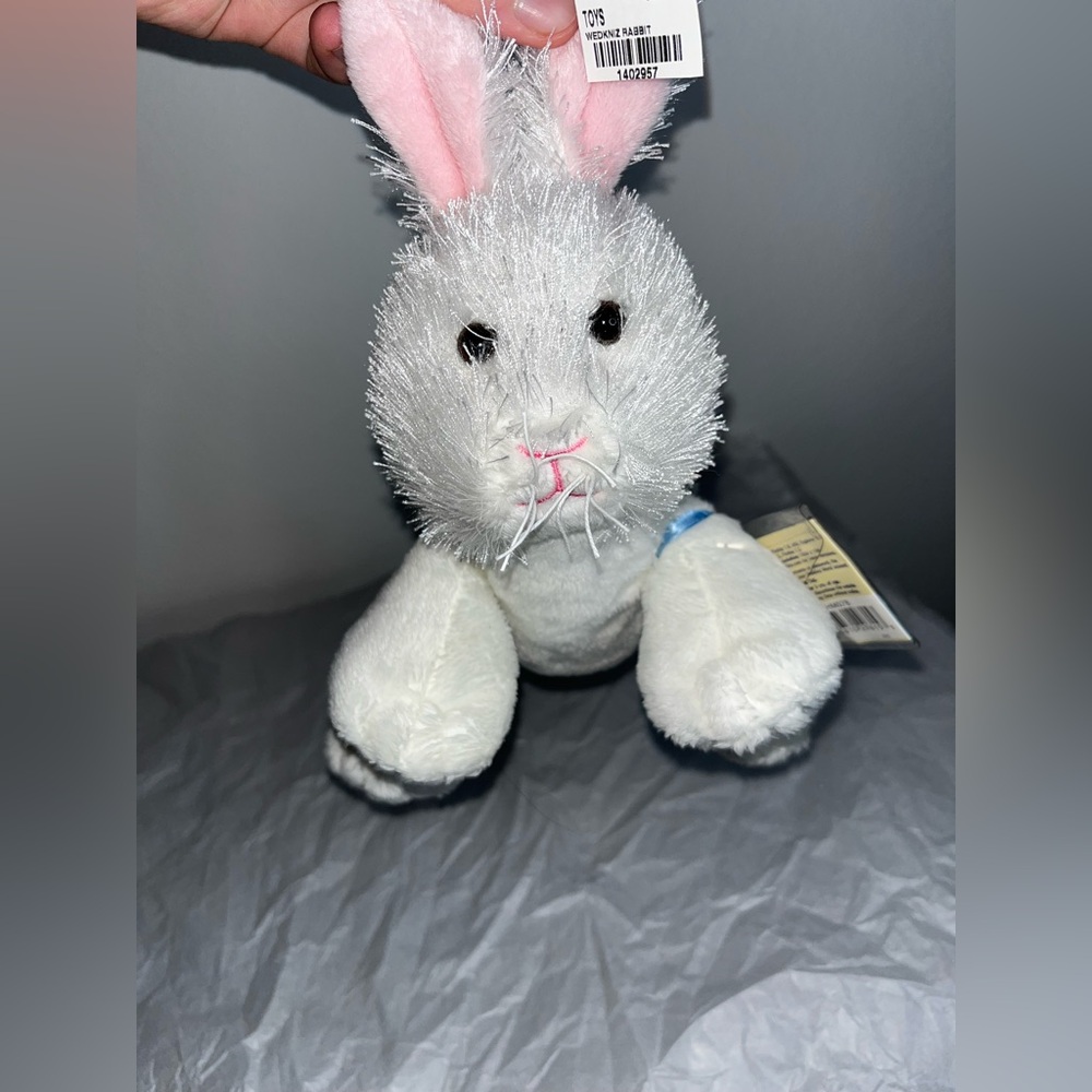 Ganz Webkinz NWT White Rabbit Fuzzy Bunny Plush Stuffed Animal 9" with CODE